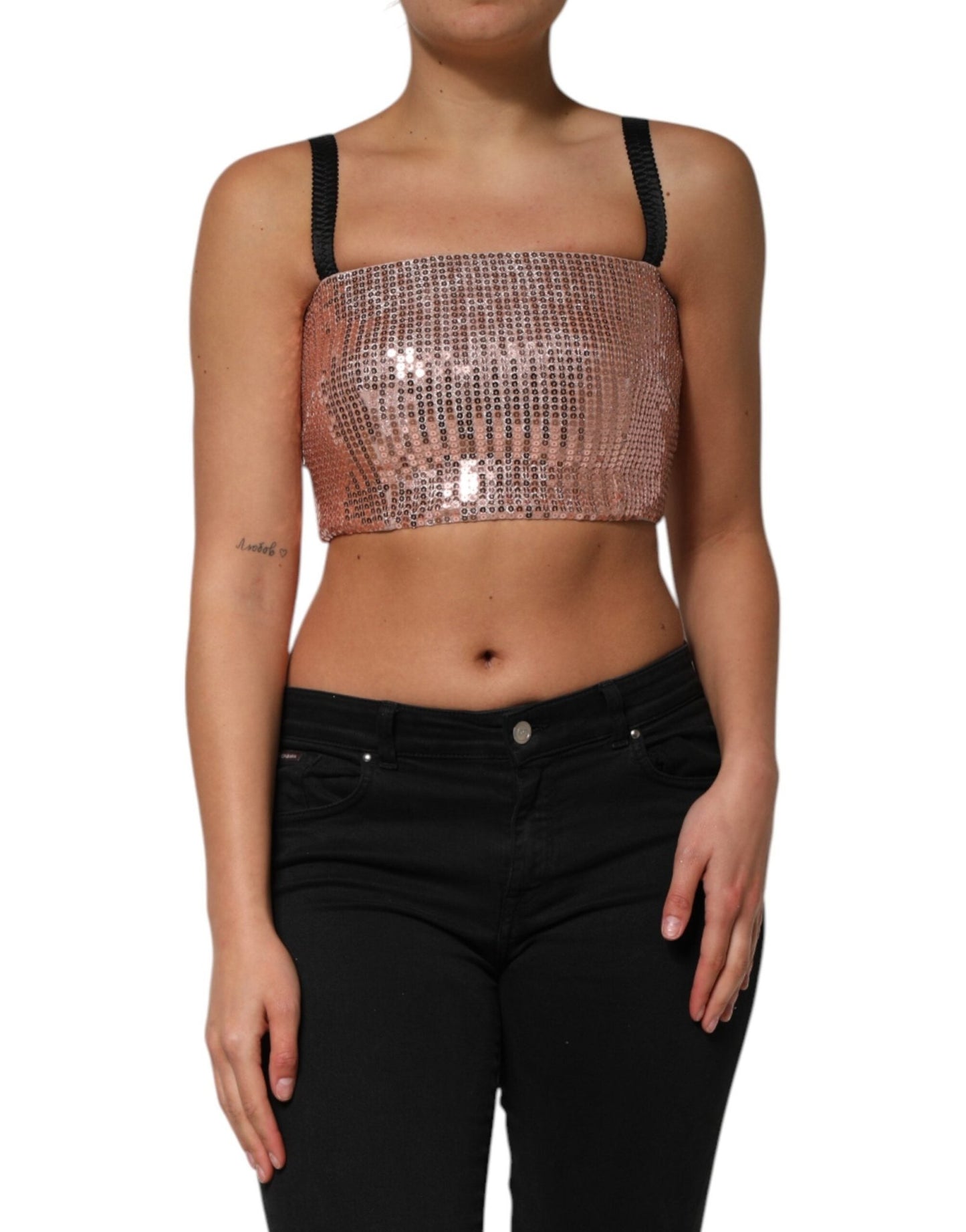 Dolce & Gabbana Pink Sequined Nylon Sleeveless Cropped Top – IT40|S par Dolce & Gabbana | Disponible sur Sandy Store ByNet