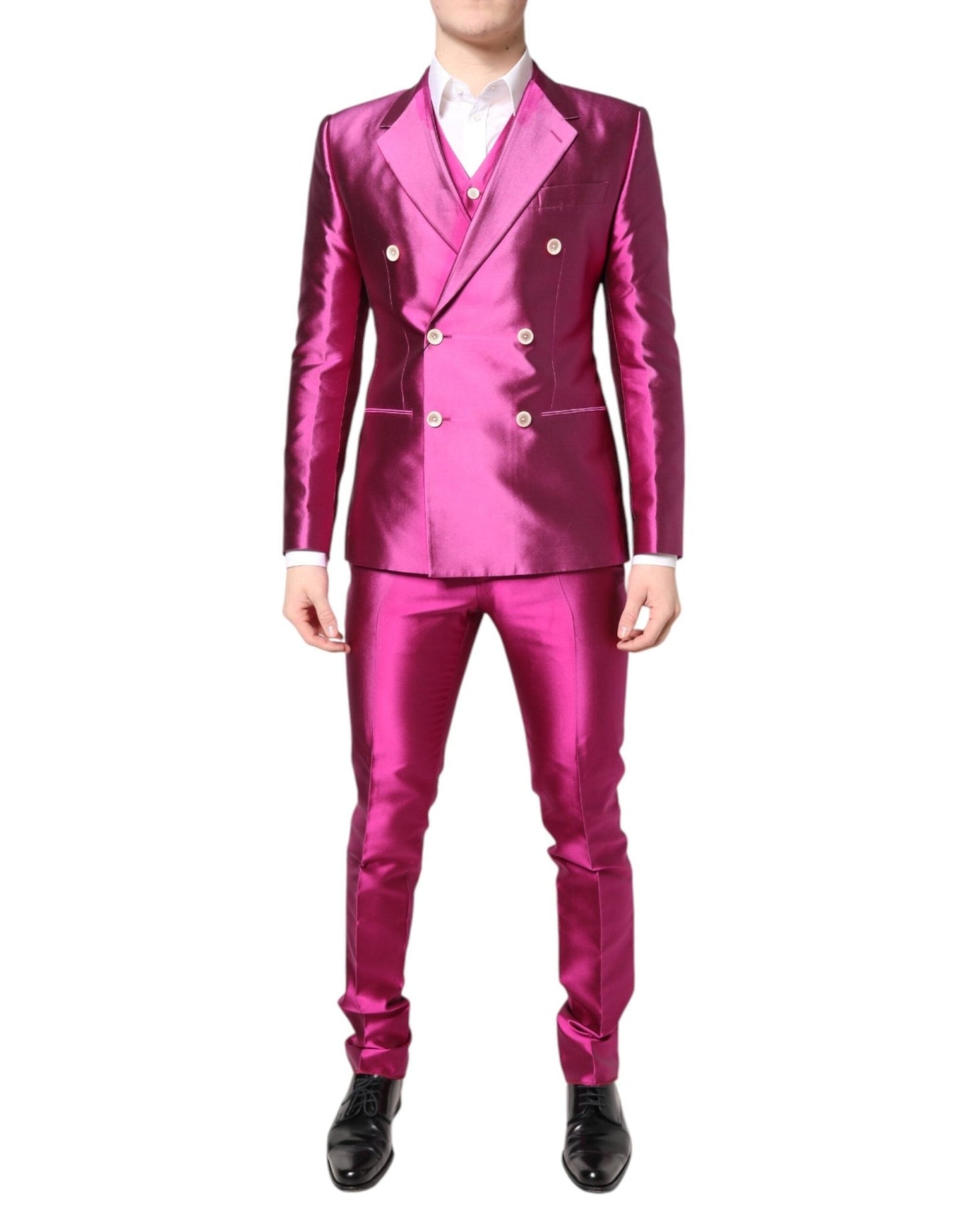 Dolce & Gabbana Pink SICILIA Double Breasted 3 Piece Suit – IT46 | S par Dolce & Gabbana | Disponible sur Sandy Store ByNet