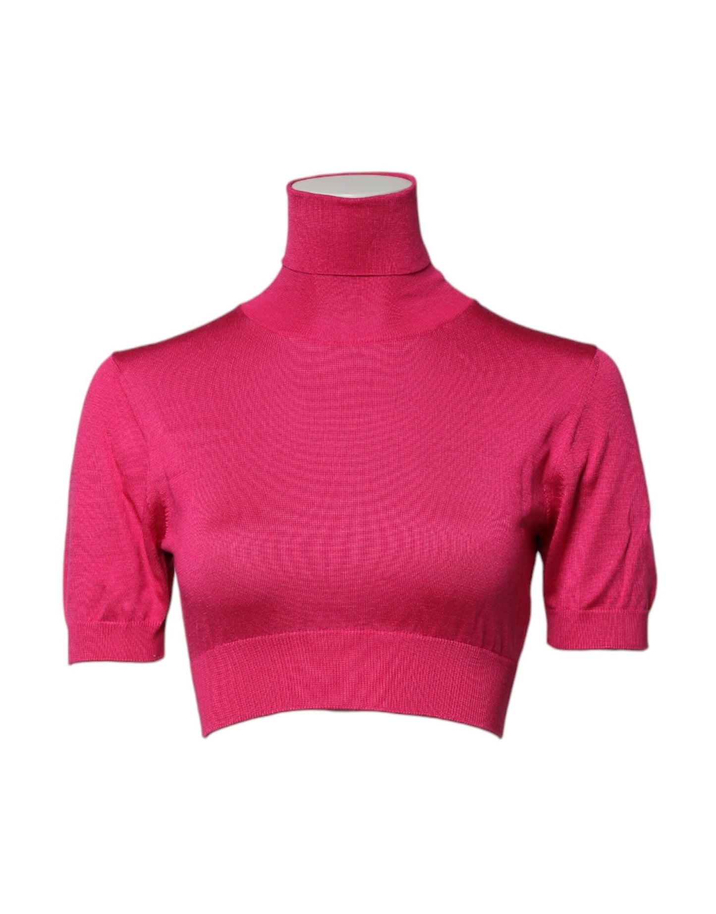 Dolce & Gabbana Pink Silk Knitted Turtleneck Cropped Top – IT38 | XS par Dolce & Gabbana | Disponible sur Sandy Store ByNet