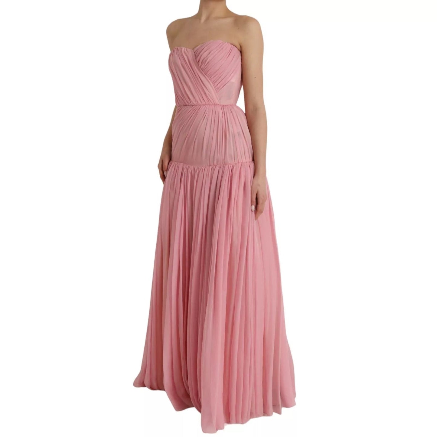 Dolce & Gabbana Pink Silk Strapless Maxi A - line Gown Dress – IT40|S par Dolce & Gabbana | Disponible sur Sandy Store ByNet