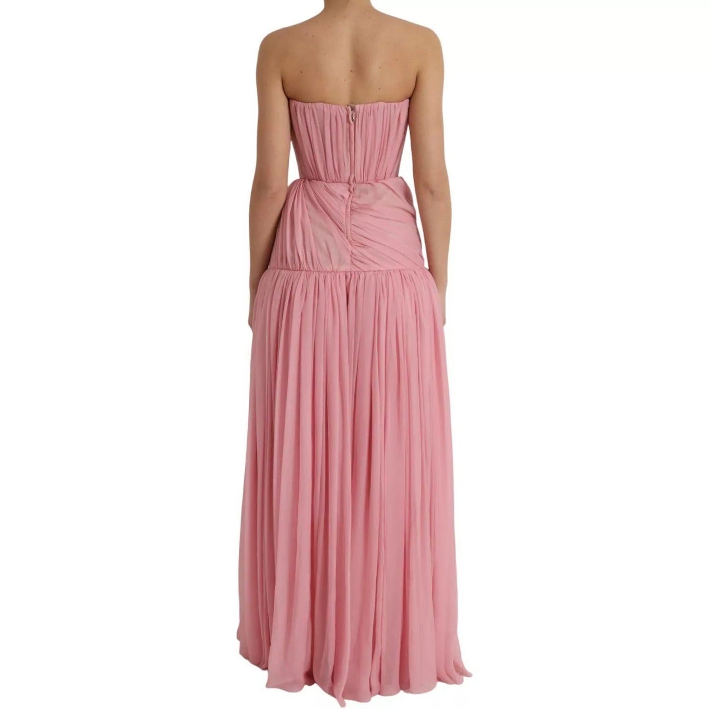Dolce & Gabbana Pink Silk Strapless Maxi A - line Gown Dress – IT40|S par Dolce & Gabbana | Disponible sur Sandy Store ByNet