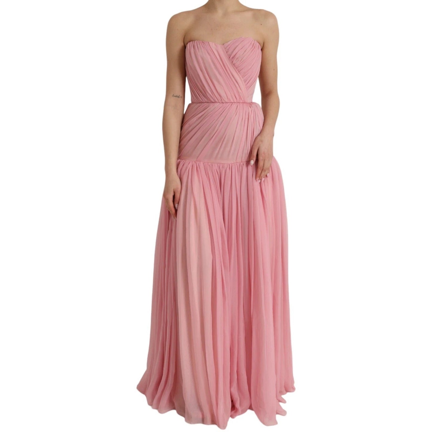 Dolce & Gabbana Pink Silk Strapless Maxi A - line Gown Dress – IT40|S par Dolce & Gabbana | Disponible sur Sandy Store ByNet
