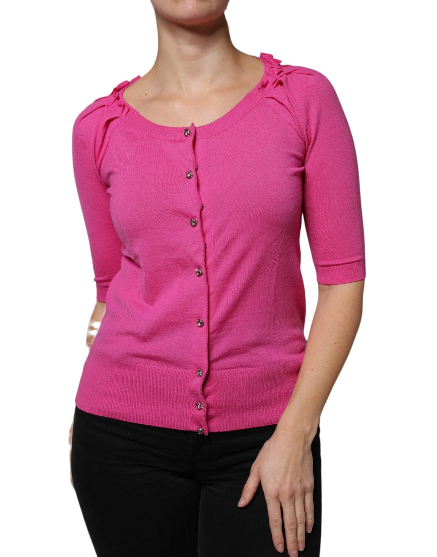 Dolce & Gabbana Pink Wool Button Down Cardigan Sweater – IT36 | XS par Dolce & Gabbana | Disponible sur Sandy Store ByNet
