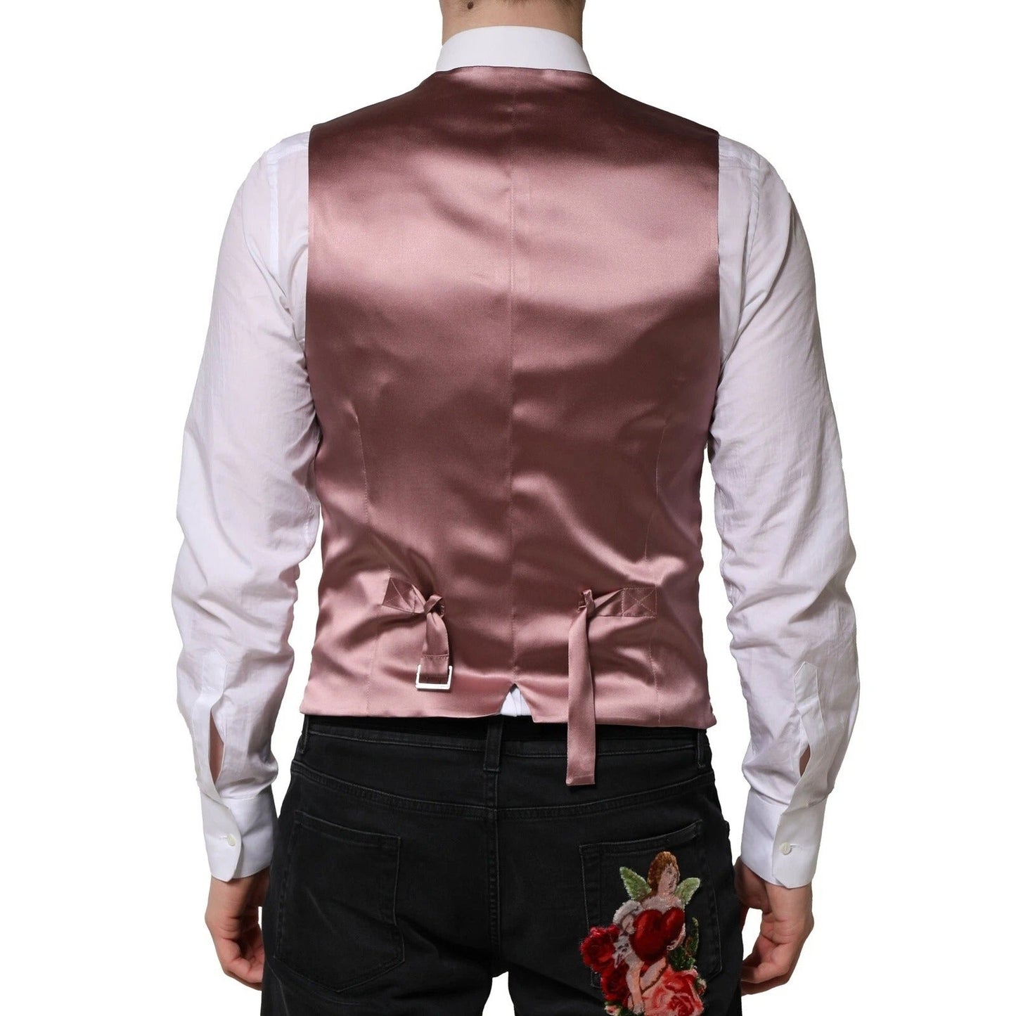 Dolce & Gabbana Pink Wool Dress Formal Men Waistcoat Vest – IT46 | S par Dolce & Gabbana | Disponible sur Sandy Store ByNet