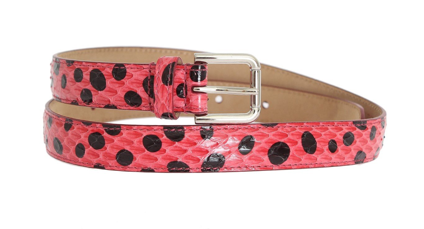 Dolce & Gabbana Polka Dot Snakeskin Belt with Silver Buckle - Sandy Store ByNet