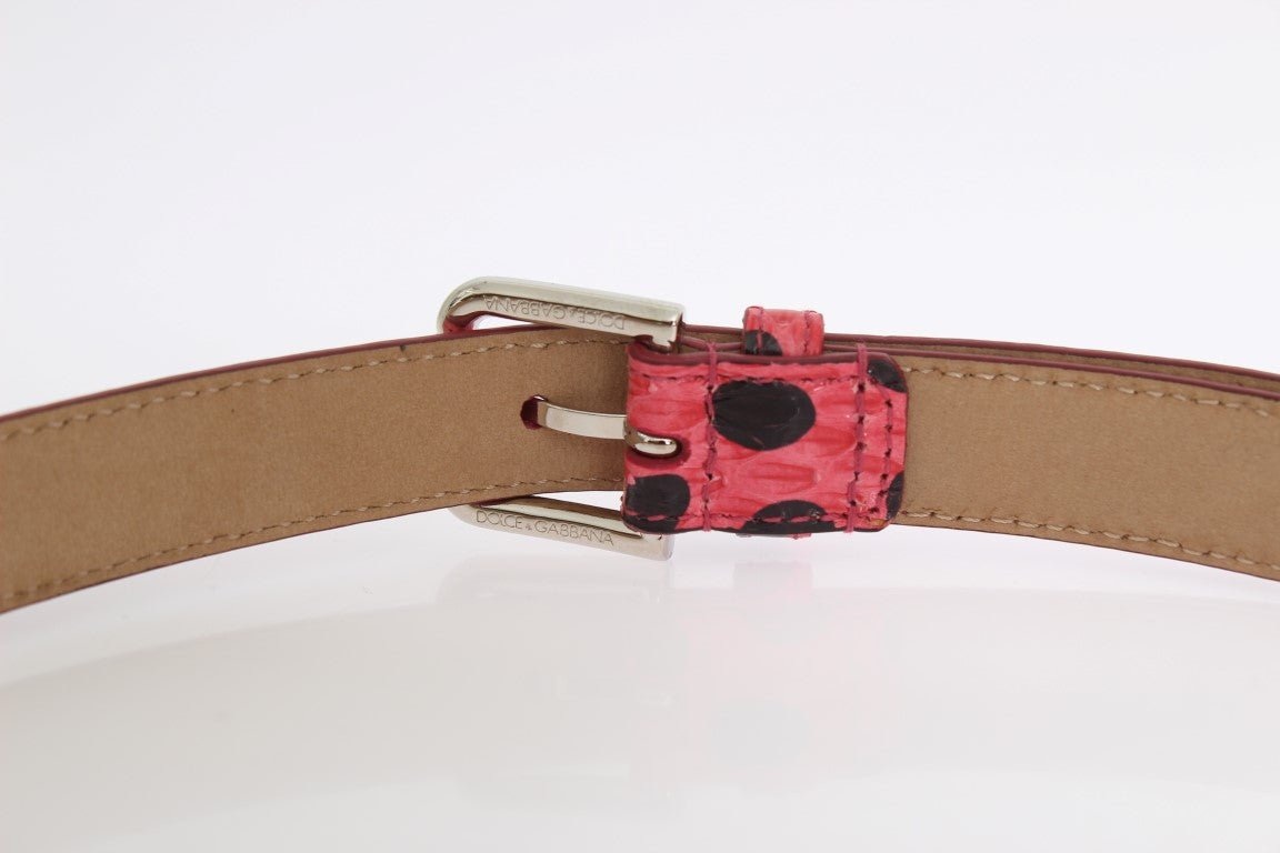 Dolce & Gabbana Polka Dot Snakeskin Belt with Silver Buckle - Sandy Store ByNet