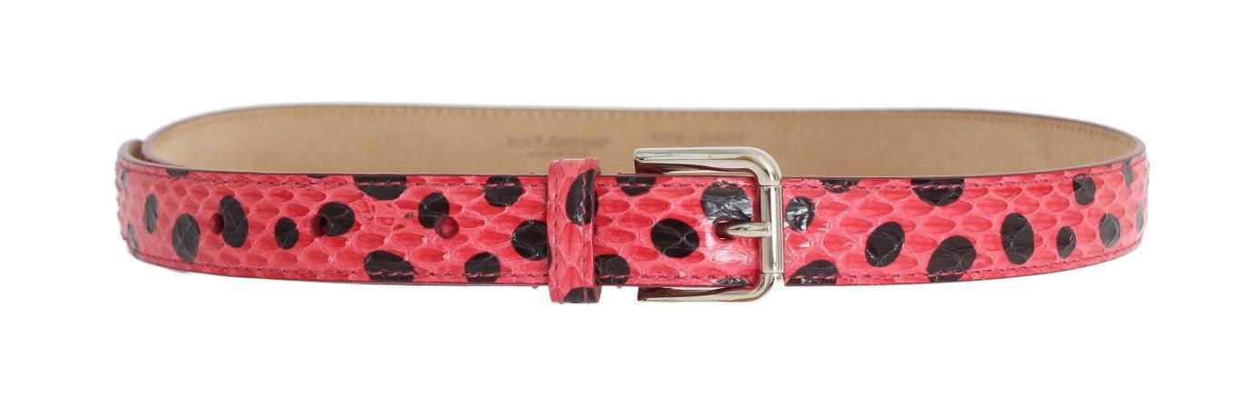 Dolce & Gabbana Polka Dot Snakeskin Belt with Silver Buckle - Sandy Store ByNet