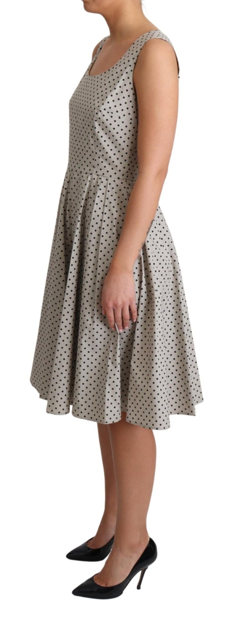 Dolce & Gabbana Polka - Dotted Beige Sleeveless A - line Dress - Sandy Store ByNet