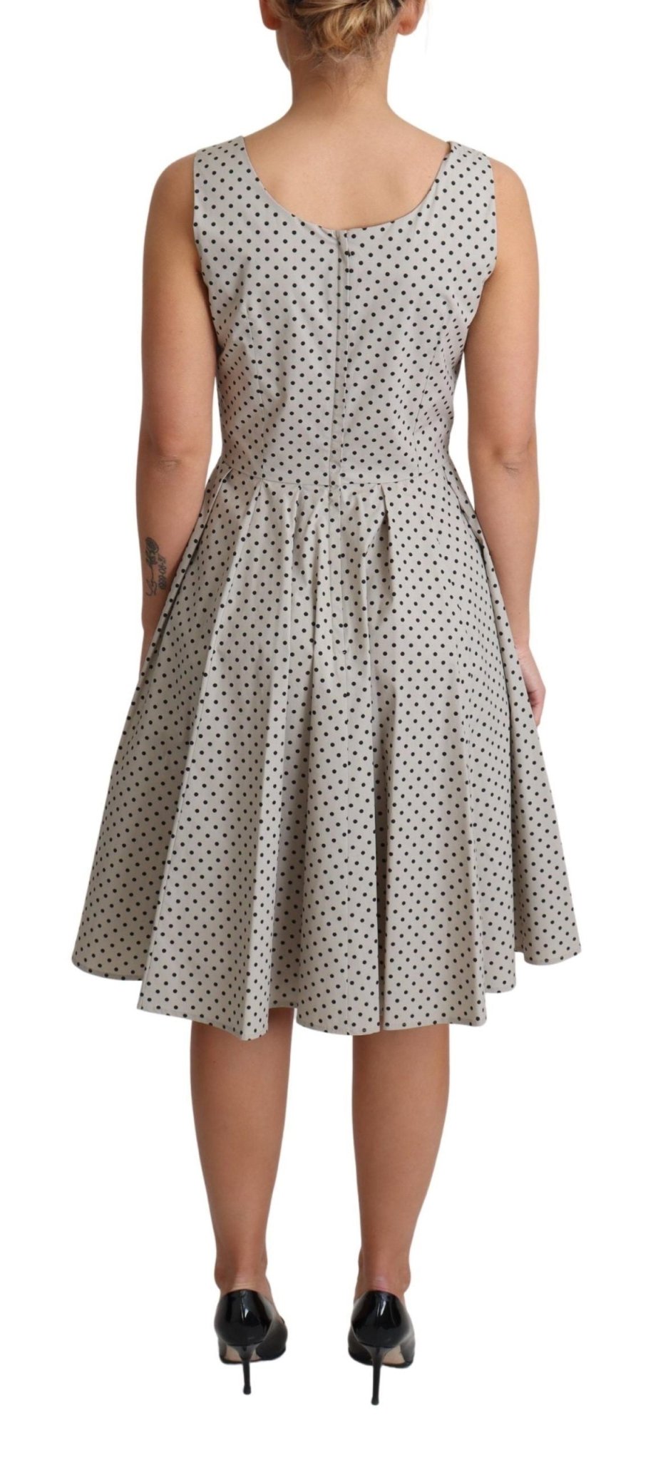 Dolce & Gabbana Polka - Dotted Beige Sleeveless A - line Dress - Sandy Store ByNet