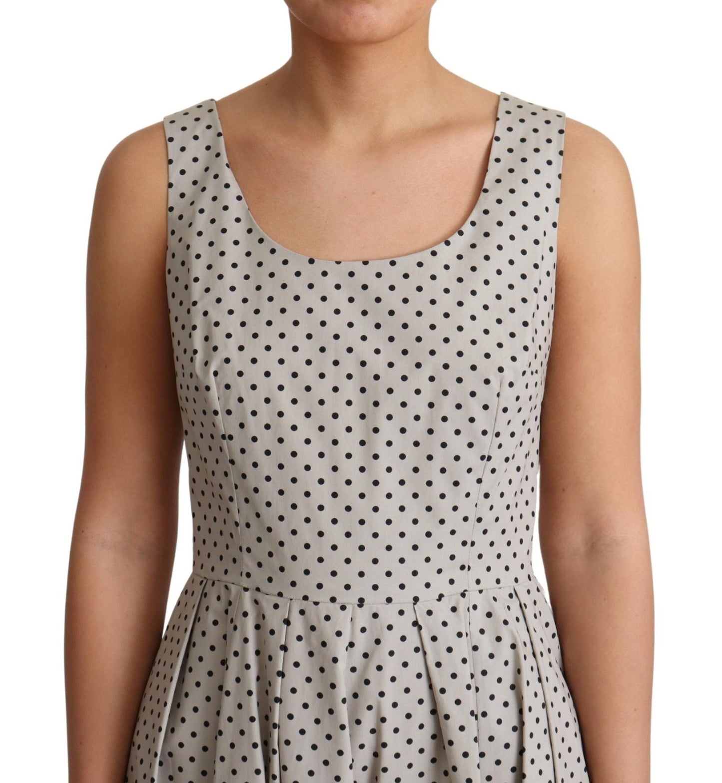 Dolce & Gabbana Polka - Dotted Beige Sleeveless A - line Dress - Sandy Store ByNet