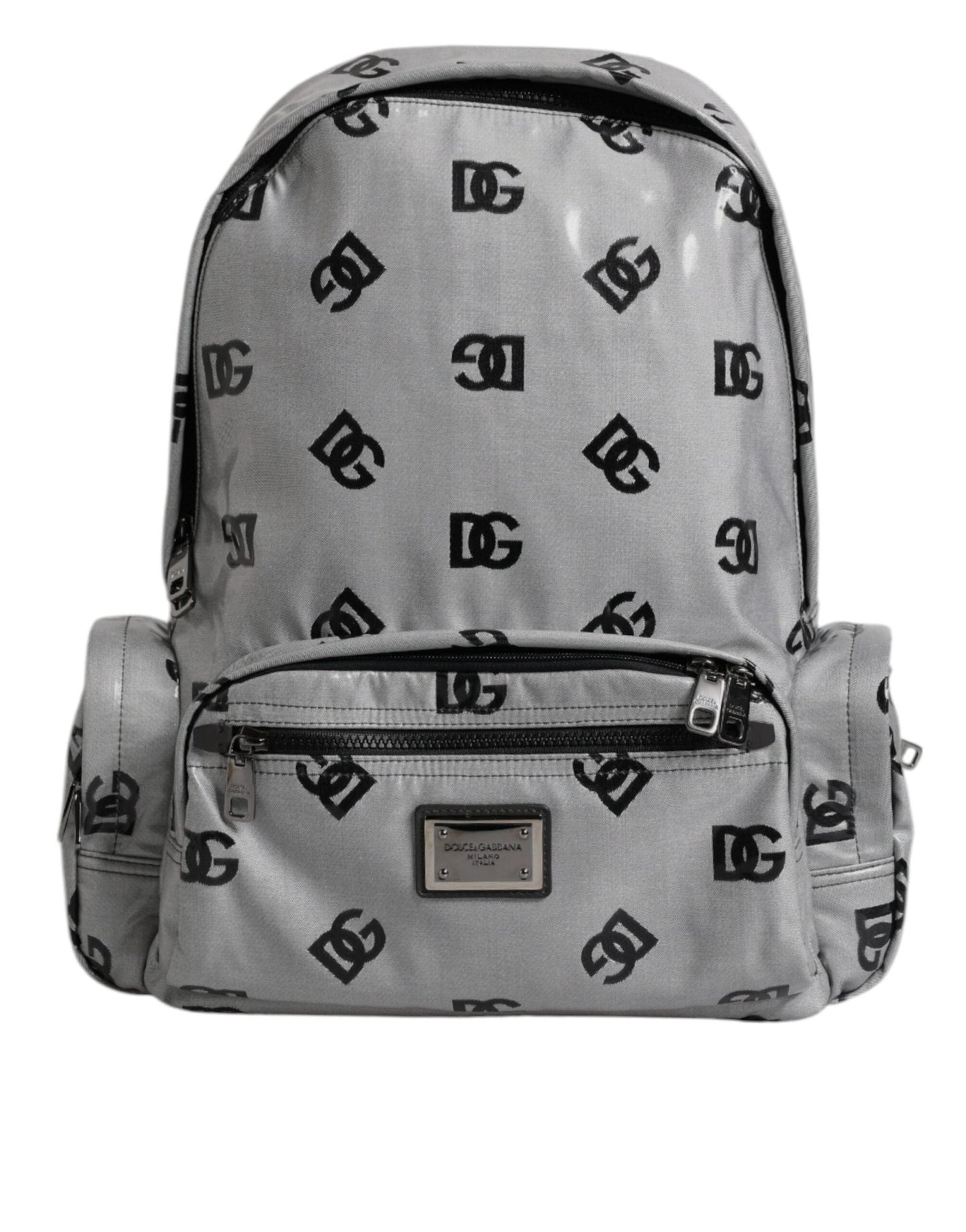 Dolce & Gabbana Polyester Gray Black DG Logo Plaque Backpack Bag - Sandy Store ByNet