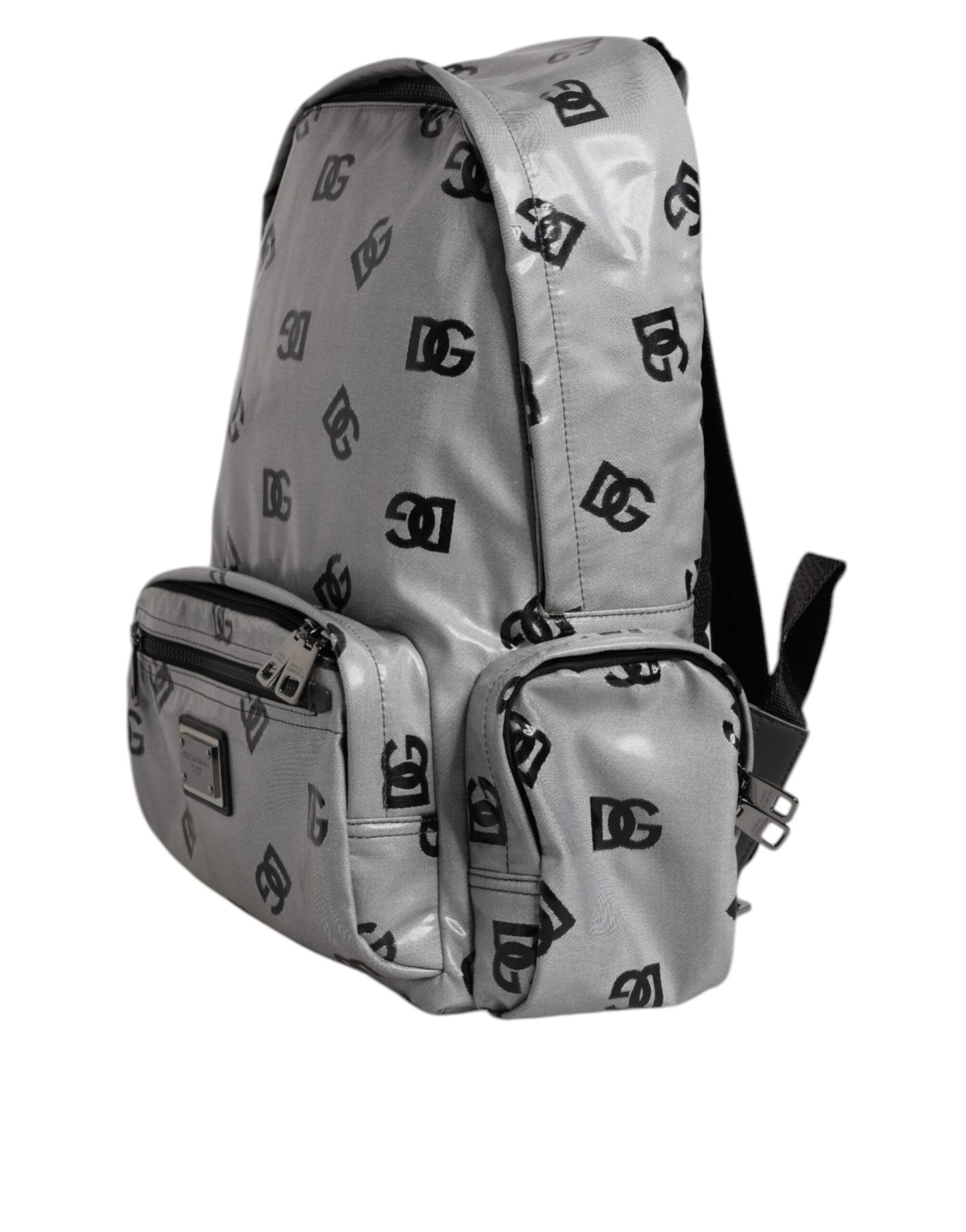 Dolce & Gabbana Polyester Gray Black DG Logo Plaque Backpack Bag - Sandy Store ByNet