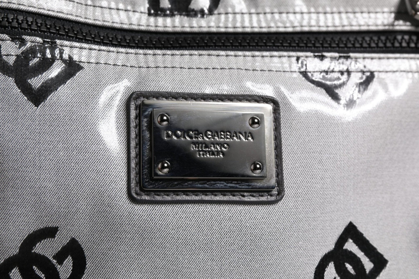 Dolce & Gabbana Polyester Gray Black DG Logo Plaque Backpack Bag - Sandy Store ByNet