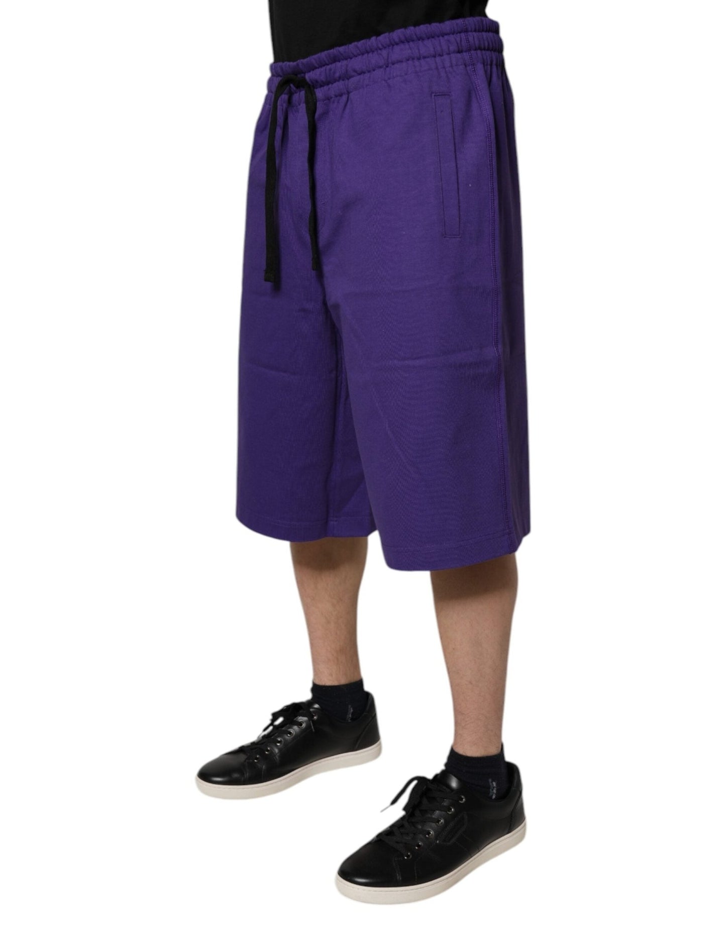 Dolce & Gabbana Purple Cotton Men Bermuda Sweatshorts Shorts - Sandy Store ByNet