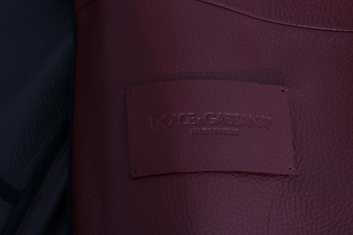Dolce & Gabbana Radiant Red Leather Biker Motorcycle Jacket - Sandy Store ByNet