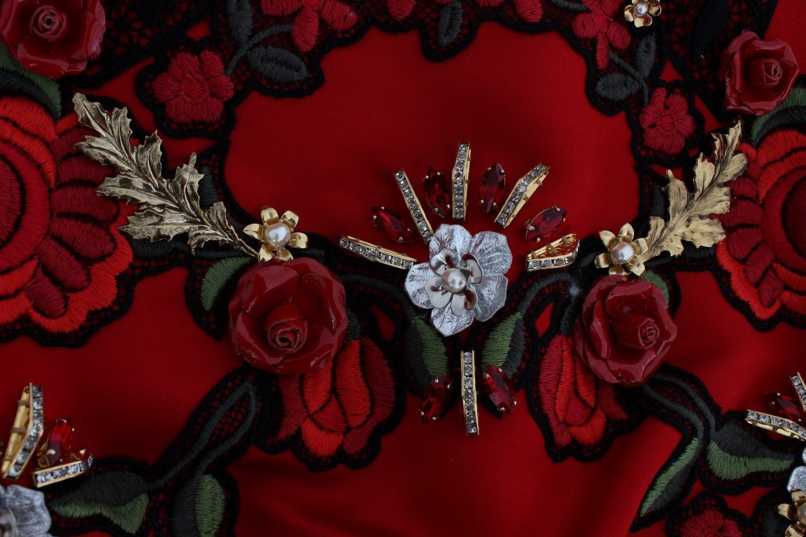 Dolce & Gabbana Ravishing Red Silk Embroidered Shorts - Sandy Store ByNet