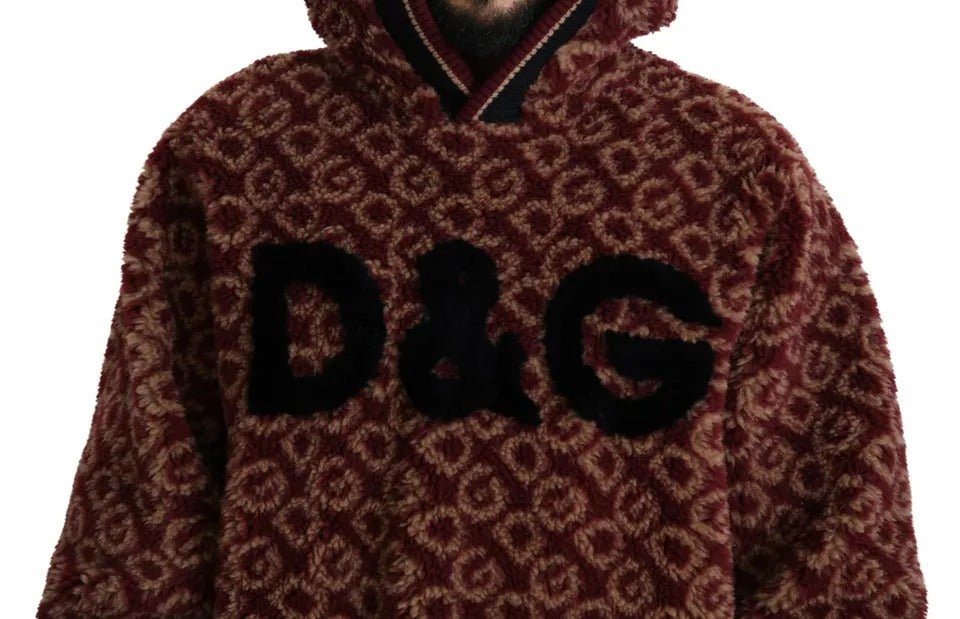 Dolce & Gabbana Red Beige Wool Oversize Hooded Pullover Sweater - Sandy Store ByNet