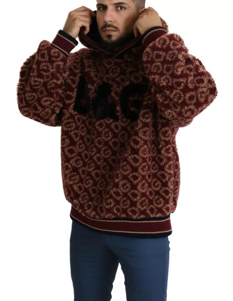 Dolce & Gabbana Red Beige Wool Oversize Hooded Pullover Sweater - Sandy Store ByNet