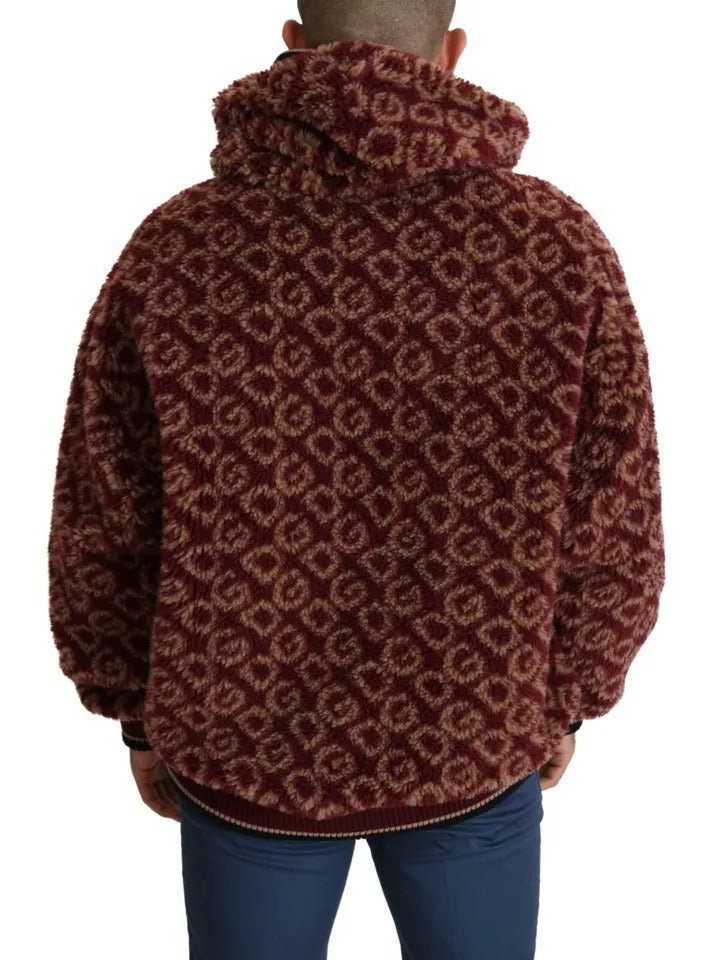 Dolce & Gabbana Red Beige Wool Oversize Hooded Pullover Sweater - Sandy Store ByNet