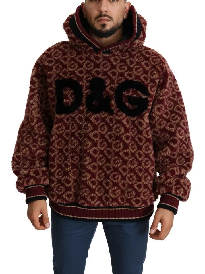 Dolce & Gabbana Red Beige Wool Oversize Hooded Pullover Sweater - Sandy Store ByNet