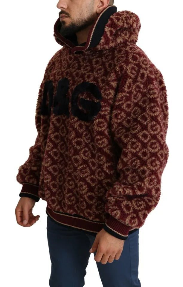 Dolce & Gabbana Red Beige Wool Oversize Hooded Pullover Sweater - Sandy Store ByNet