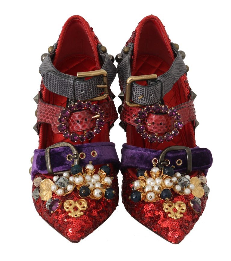 Dolce & Gabbana Red Bellucci Alta Moda Embellished Pumps - Sandy Store ByNet