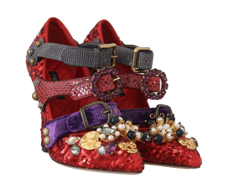 Dolce & Gabbana Red Bellucci Alta Moda Embellished Pumps - Sandy Store ByNet