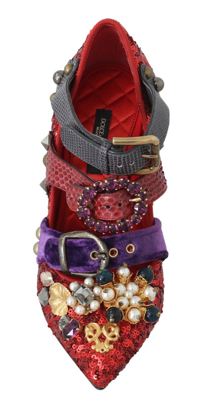 Dolce & Gabbana Red Bellucci Alta Moda Embellished Pumps - Sandy Store ByNet
