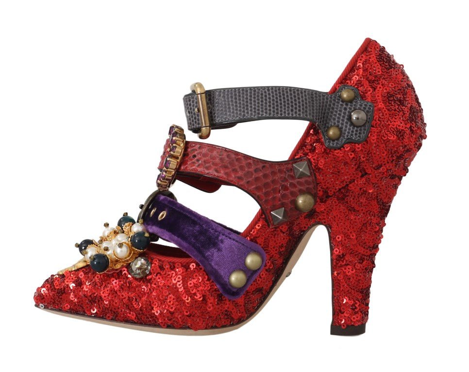 Dolce & Gabbana Red Bellucci Alta Moda Embellished Pumps - Sandy Store ByNet