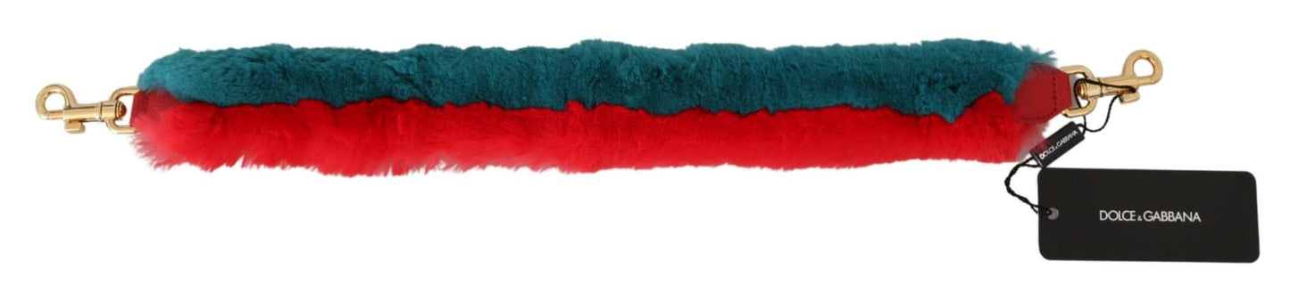 Dolce & Gabbana Red Blue Rabbit Fur Leather Shoulder Strap – par Dolce & Gabbana | Disponible sur Sandy Store ByNet