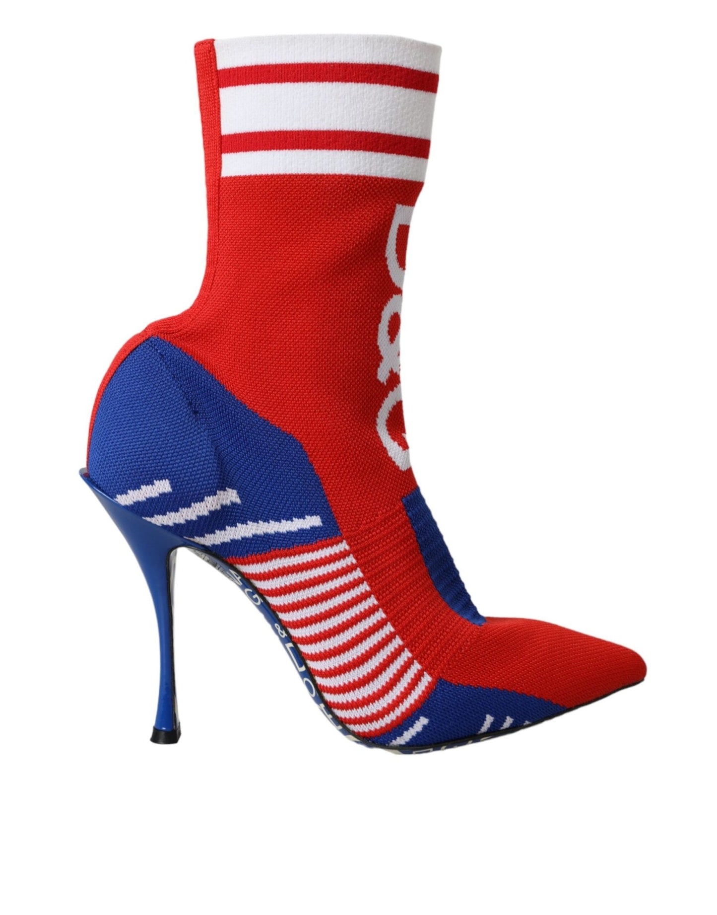 Dolce & Gabbana Red Blue Stretch Sock Style Short Boots Logo Shoes - Sandy Store ByNet