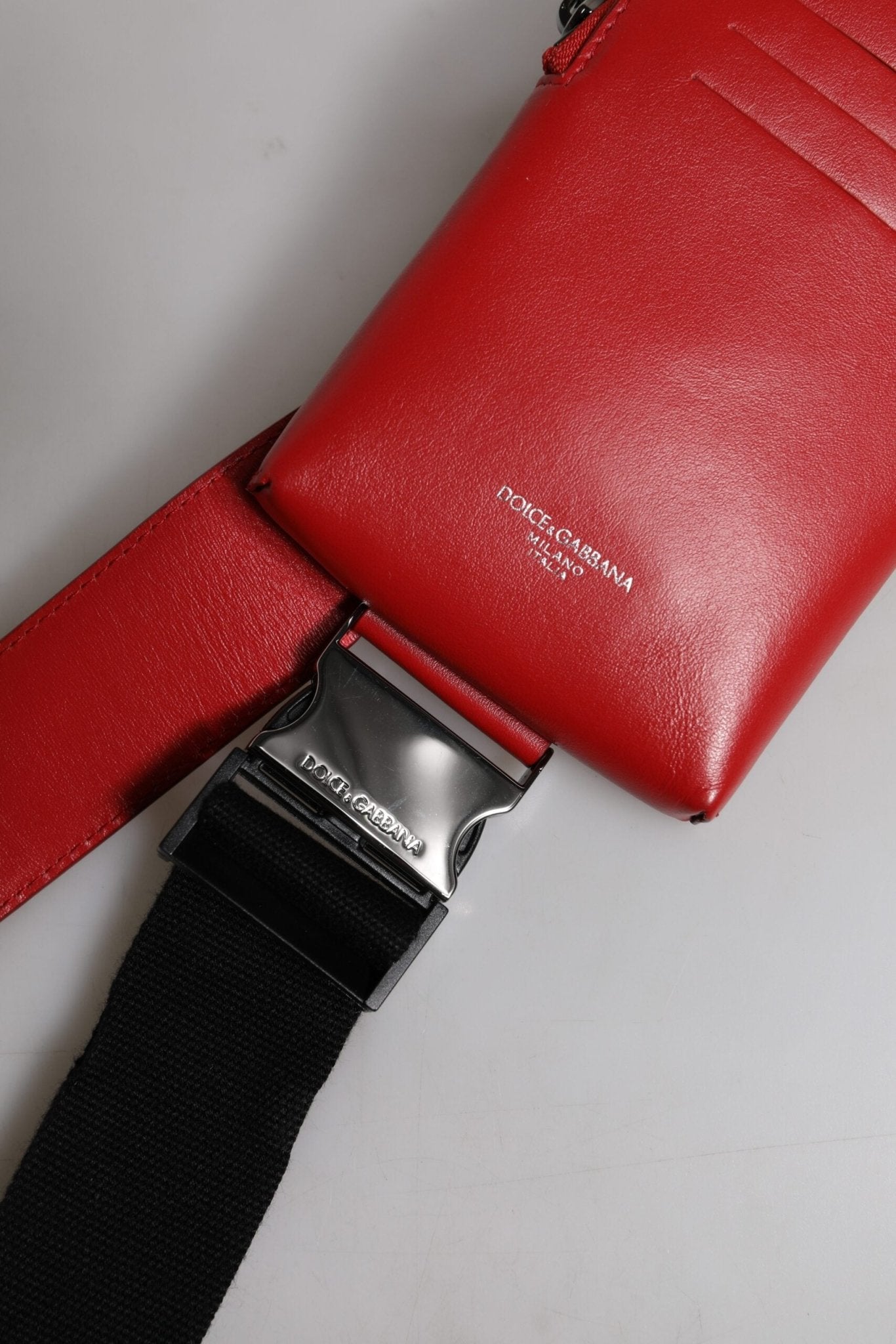 Dolce & Gabbana Red Calfskin Logo Purse Phone Belt Waist Bag - Sandy Store ByNet