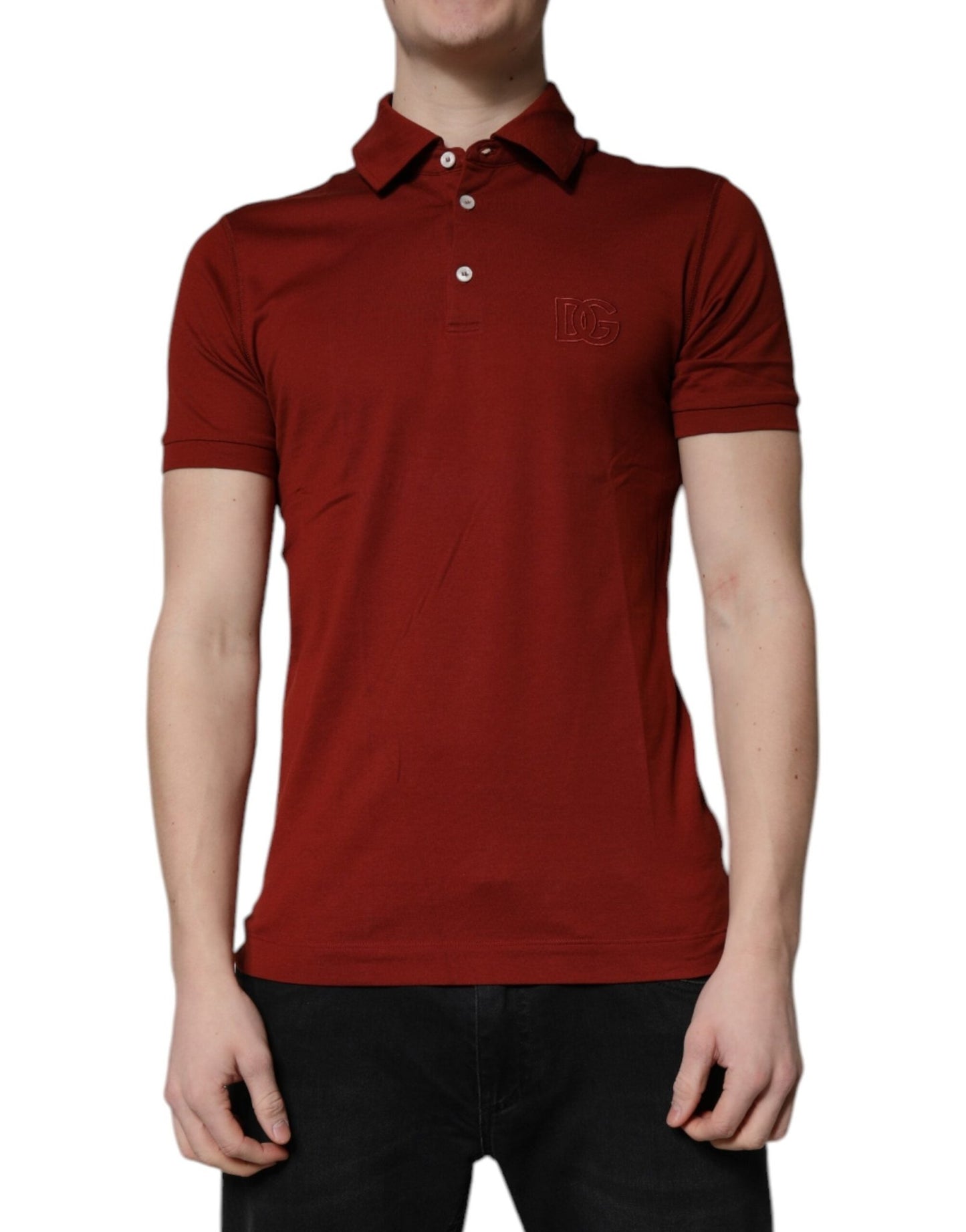 Dolce & Gabbana Red Cotton DG Logo Collared Men Polo T-shirt – IT44 | XS par Dolce & Gabbana | Disponible sur Sandy Store ByNet