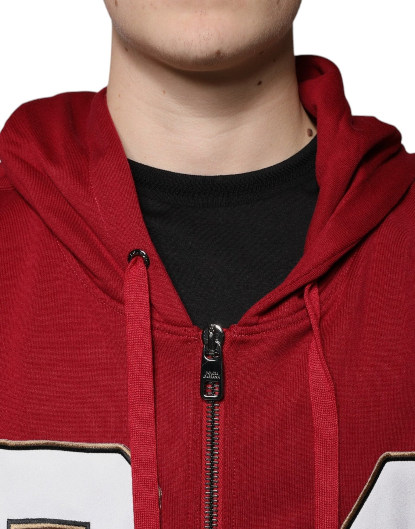Dolce & Gabbana Red Cotton Hooded Zip Sweatshirt Sweater - Sandy Store ByNet