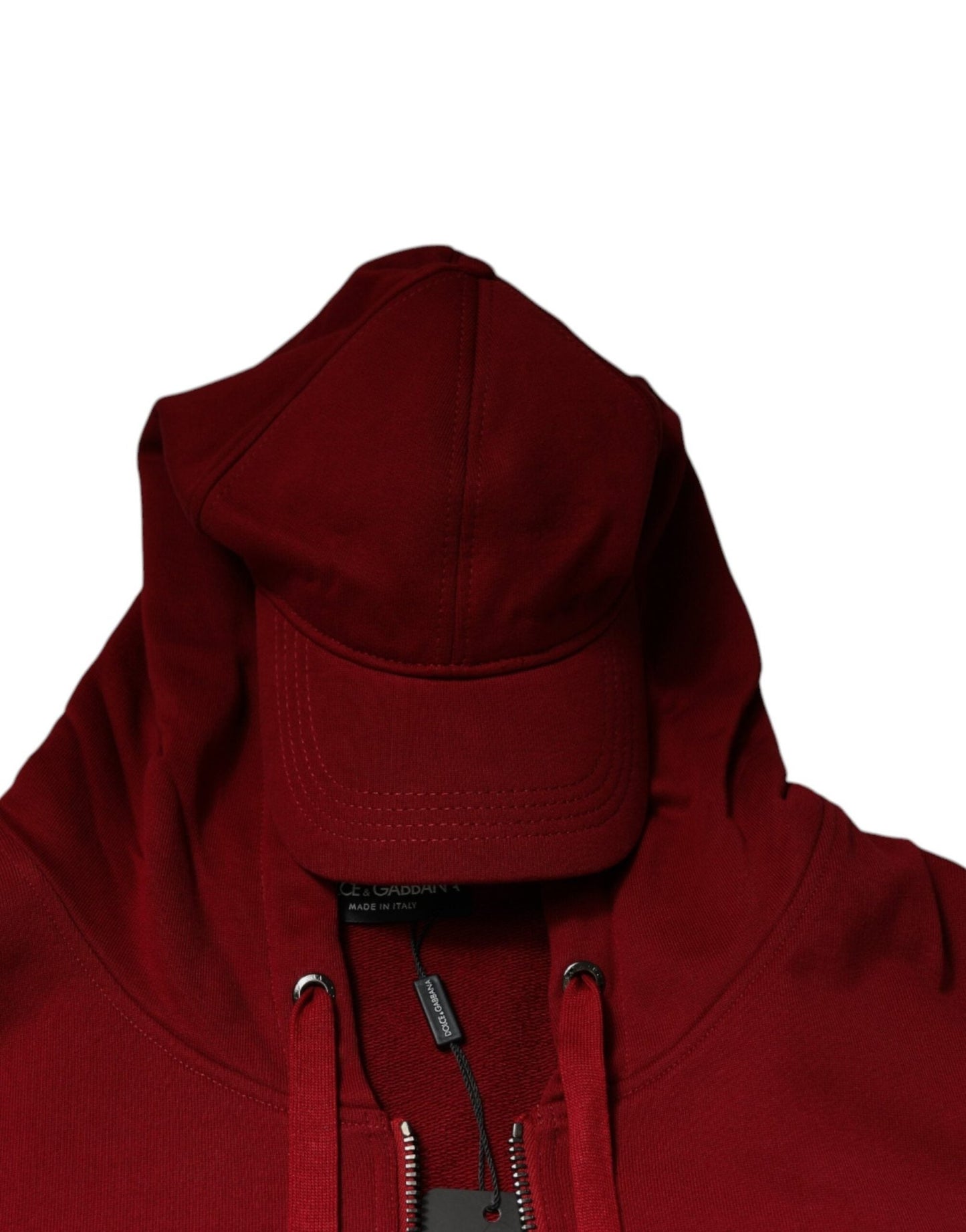 Dolce & Gabbana Red Cotton Hooded Zip Sweatshirt Sweater - Sandy Store ByNet