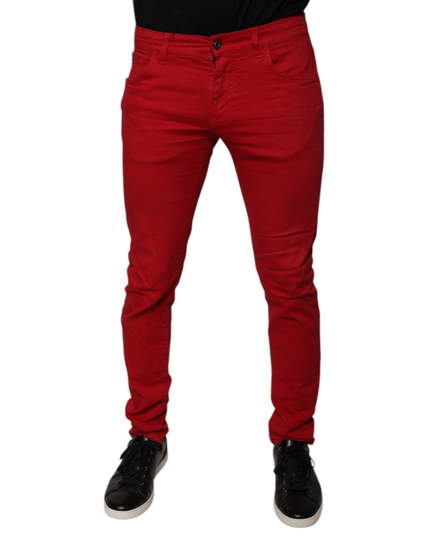 Dolce & Gabbana Red Crown Logo Cotton Skinny Denim Jeans – IT48 | M par Dolce & Gabbana | Disponible sur Sandy Store ByNet