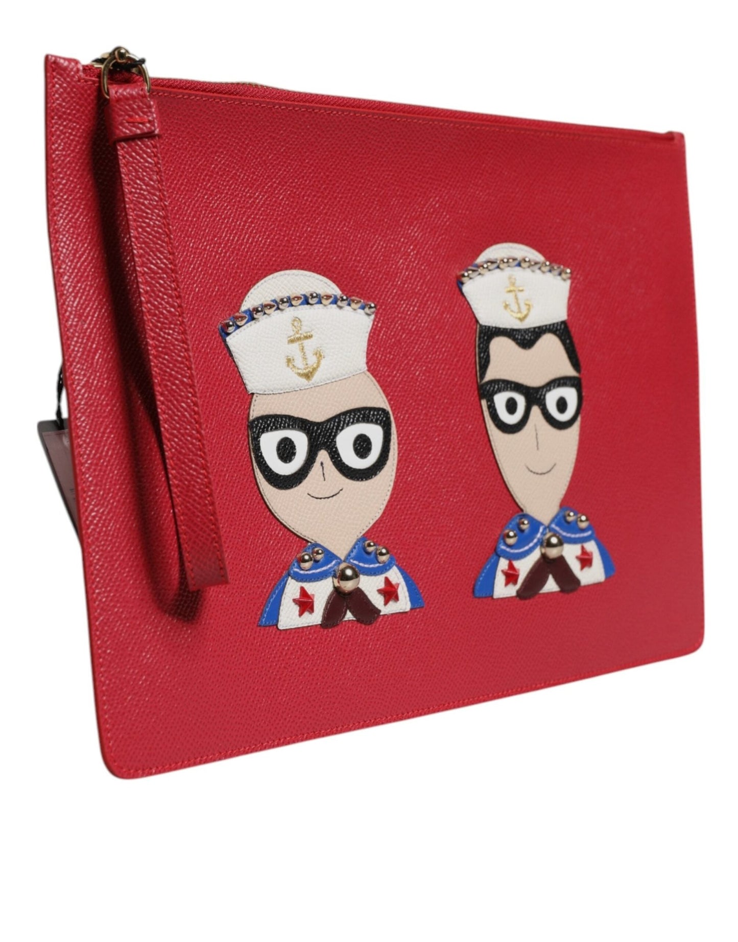 Dolce & Gabbana Red #DGFamily Embellished Leather Clutch Bag - Sandy Store ByNet