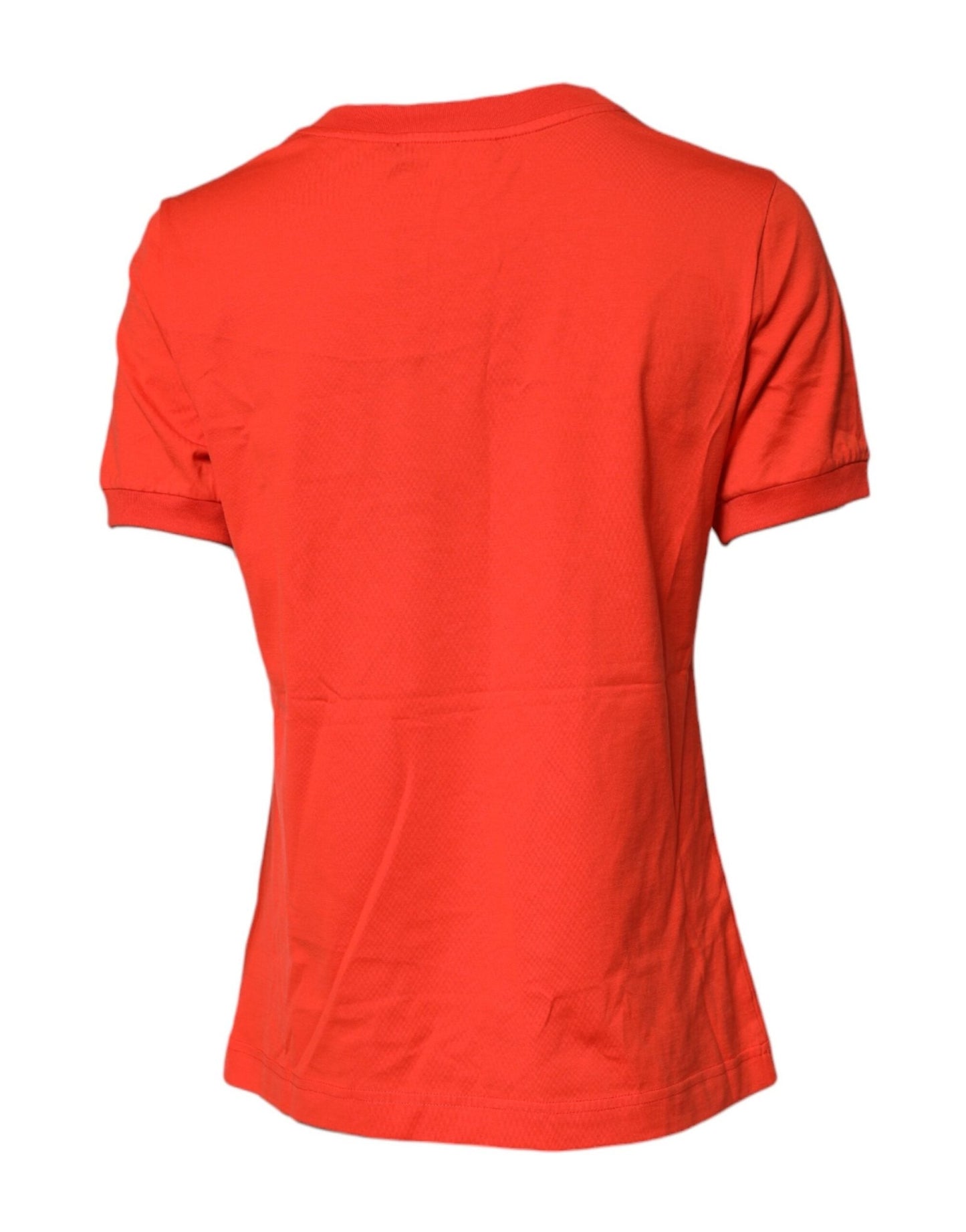 Dolce & Gabbana Red Floral Embroidery Cotton Crew Neck T-shirt - Sandy Store ByNet