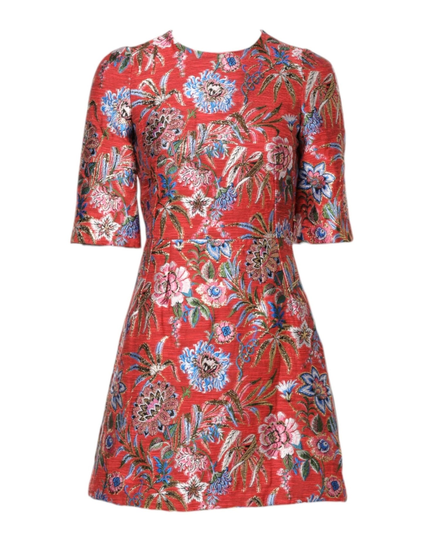 Dolce & Gabbana Red Floral Jacquard A - line Mini Dress – IT36|XXS par Dolce & Gabbana | Disponible sur Sandy Store ByNet