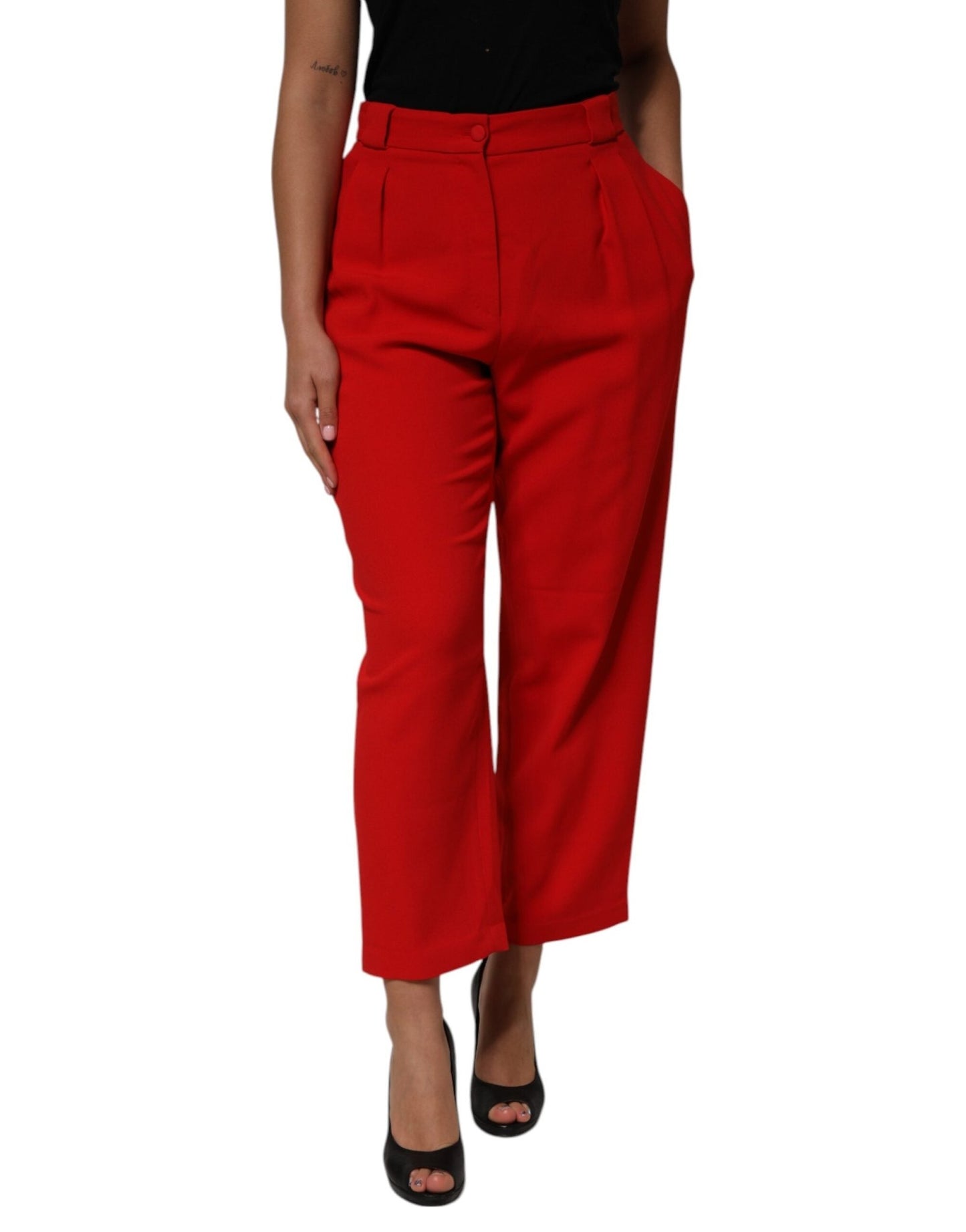 Dolce & Gabbana Red HighWaist Straight Women Trouser Pants – IT48|XXL par Dolce & Gabbana | Disponible sur Sandy Store ByNet