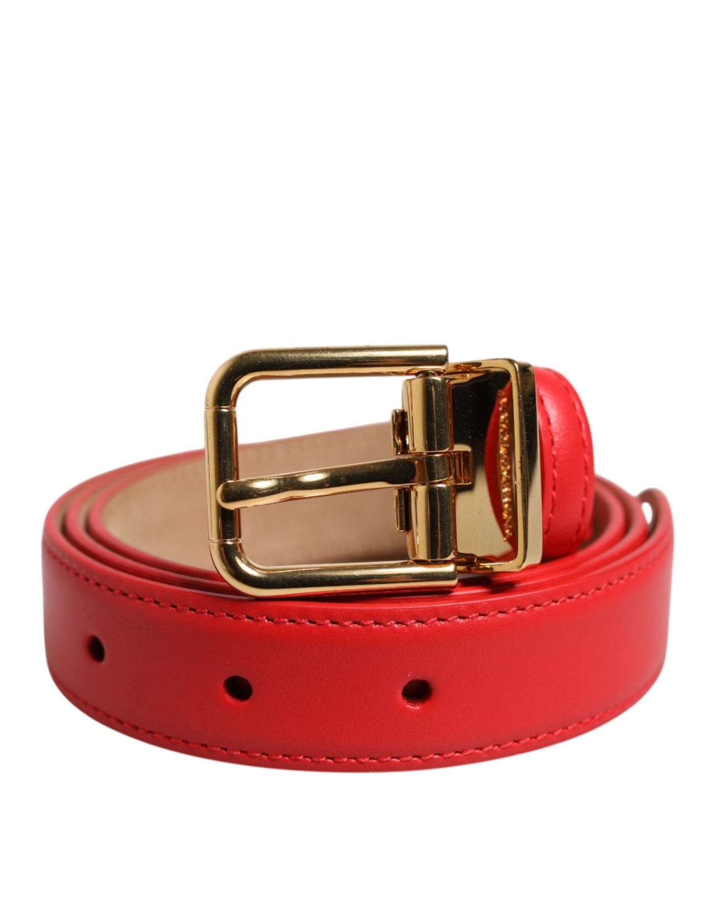 Dolce & Gabbana Red Leather Gold Metal Buckle Cintura Belt – 80 cm / 32 Inches par Dolce & Gabbana | Disponible sur Sandy Store ByNet