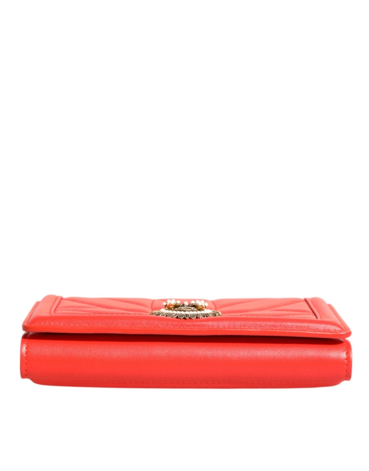 Dolce & Gabbana Red Leather Quilted Devotion Crossbody Phone Cover Bag - Sandy Store ByNet
