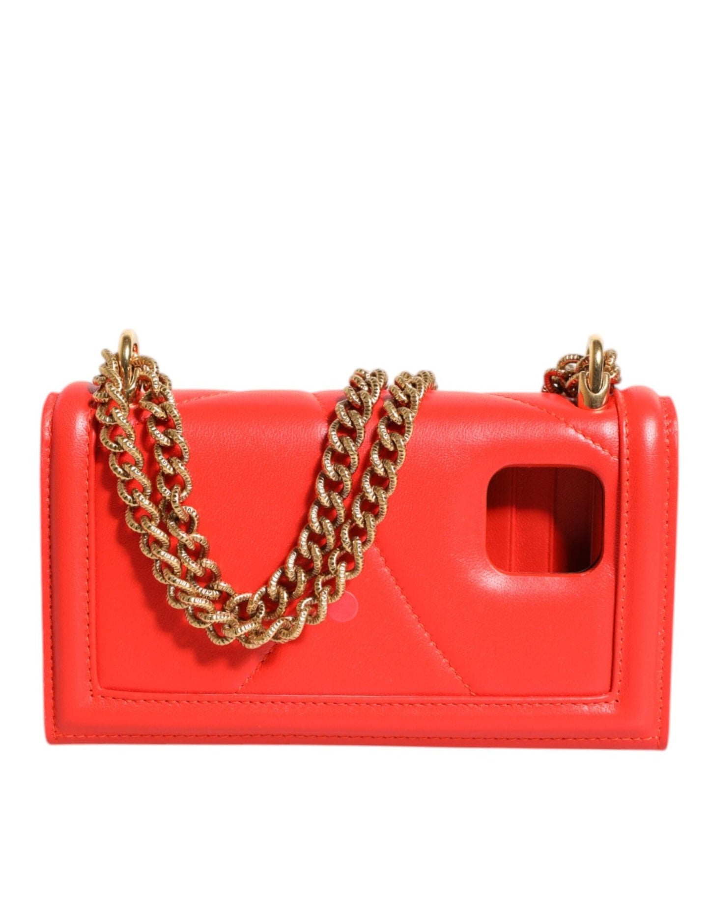 Dolce & Gabbana Red Leather Quilted Devotion Crossbody Phone Cover Bag - Sandy Store ByNet