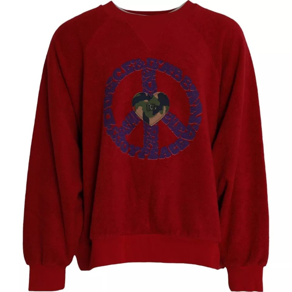 Dolce & Gabbana Red Logo Cotton Crew Neck Pullover Sweater – IT54 | XL par Dolce & Gabbana | Disponible sur Sandy Store ByNet