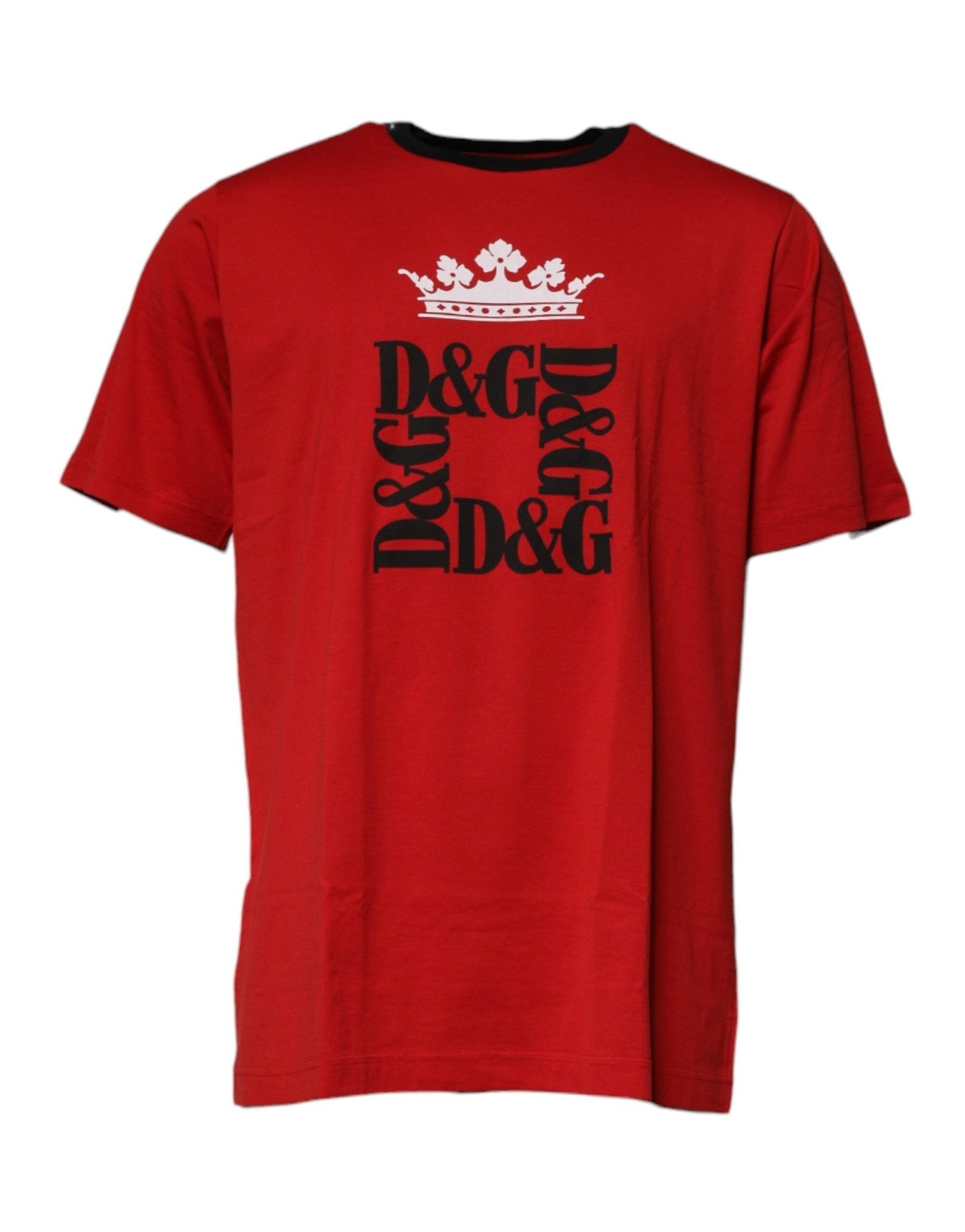 Dolce & Gabbana Red Logo Crown Cotton Crew Neck T-shirt – IT44 | XS par Dolce & Gabbana | Disponible sur Sandy Store ByNet