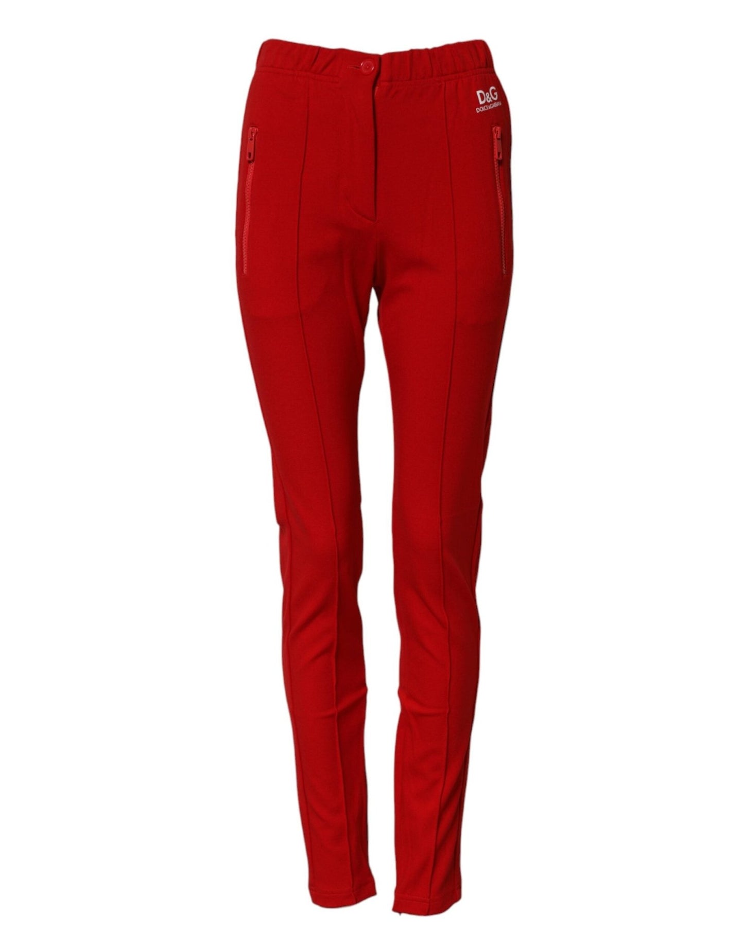 Dolce & Gabbana Red Mid Waist Slim Fit Pants – IT38 | XS par Dolce & Gabbana | Disponible sur Sandy Store ByNet