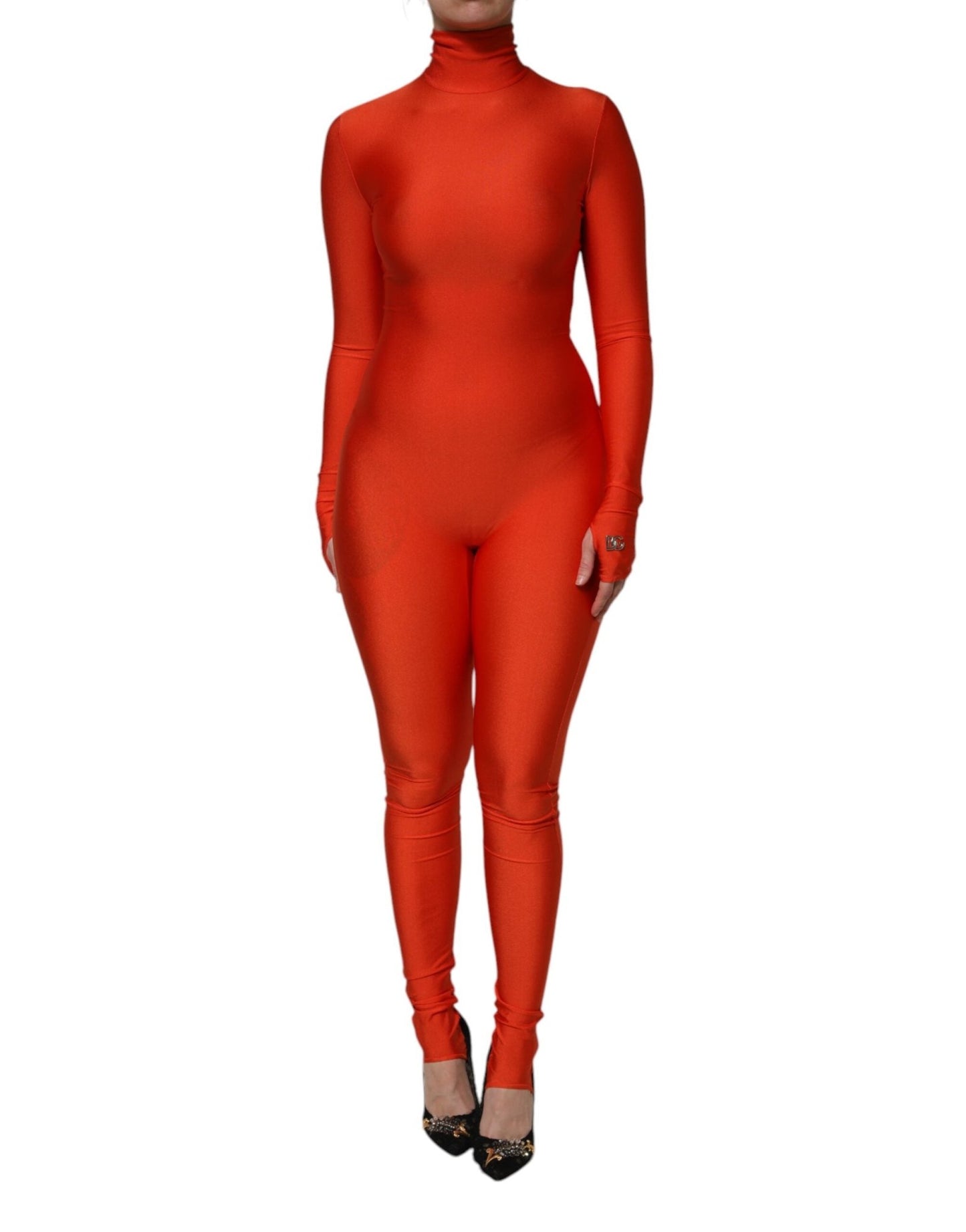 Dolce & Gabbana Red Nylon Turtleneck Bodycon Jumpsuit Dress – IT40|S par Dolce & Gabbana | Disponible sur Sandy Store ByNet