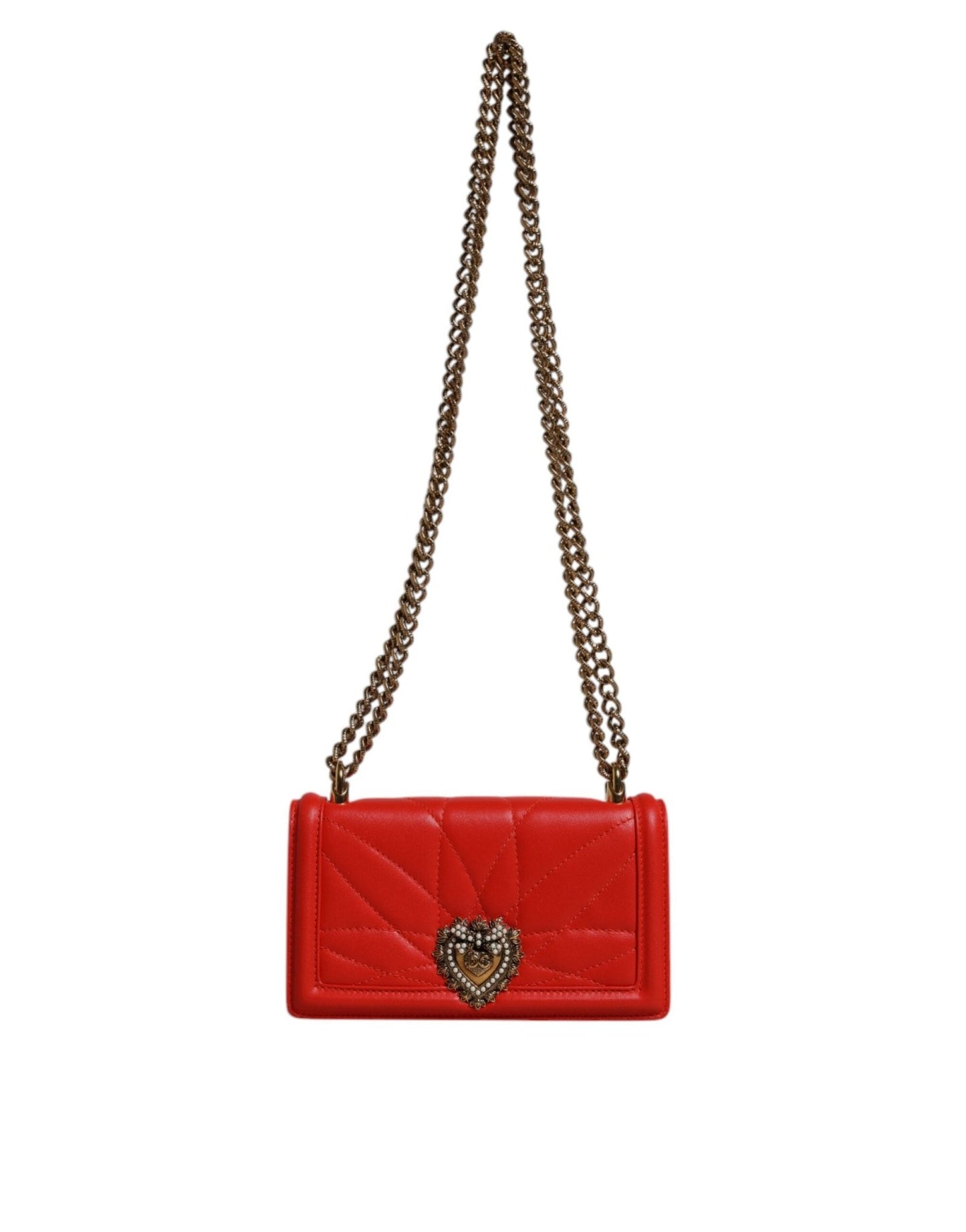 Dolce & Gabbana Red Quilted Devotion Crossbody Chain Phone Cover Bag - Sandy Store ByNet