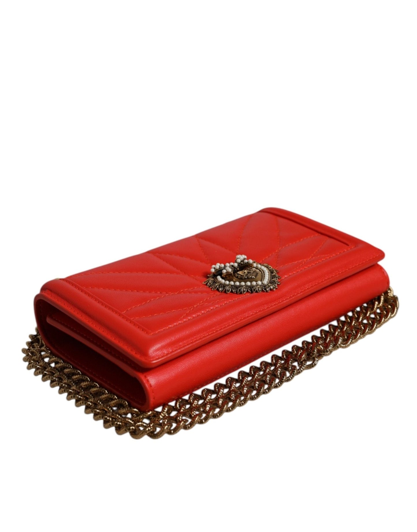 Dolce & Gabbana Red Quilted Devotion Crossbody Chain Phone Cover Bag - Sandy Store ByNet