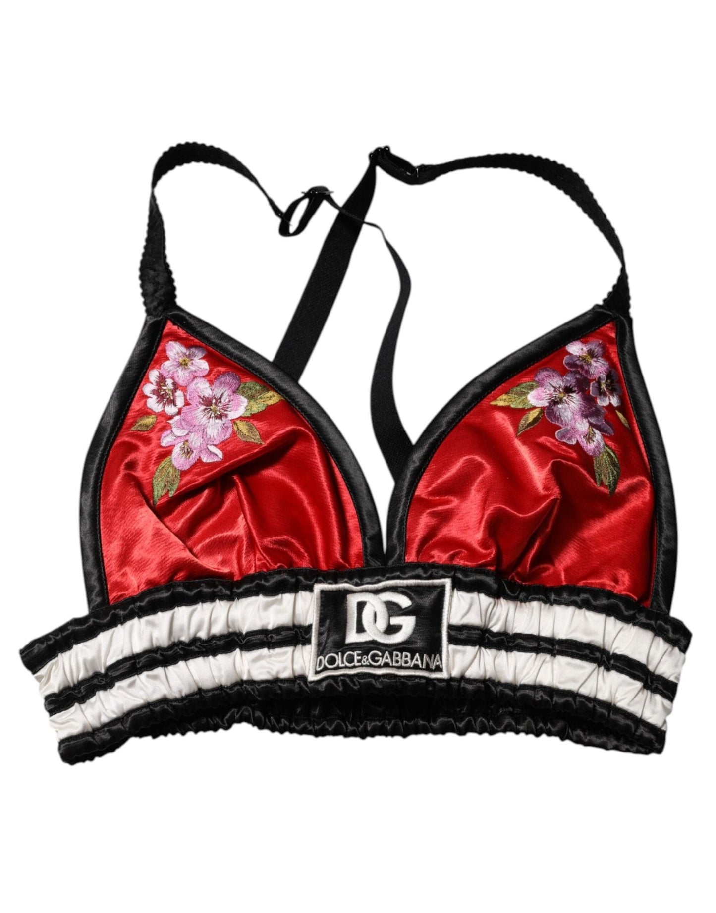 Dolce & Gabbana Red Satin Floral Embroidered Bralette Crop Top – IT40|S par Dolce & Gabbana | Disponible sur Sandy Store ByNet
